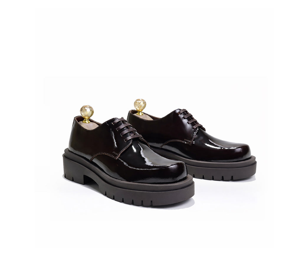Saad PullUp Chunky Derby in burgundy pull-up leather — additional product view by SAAD Shoemaker
