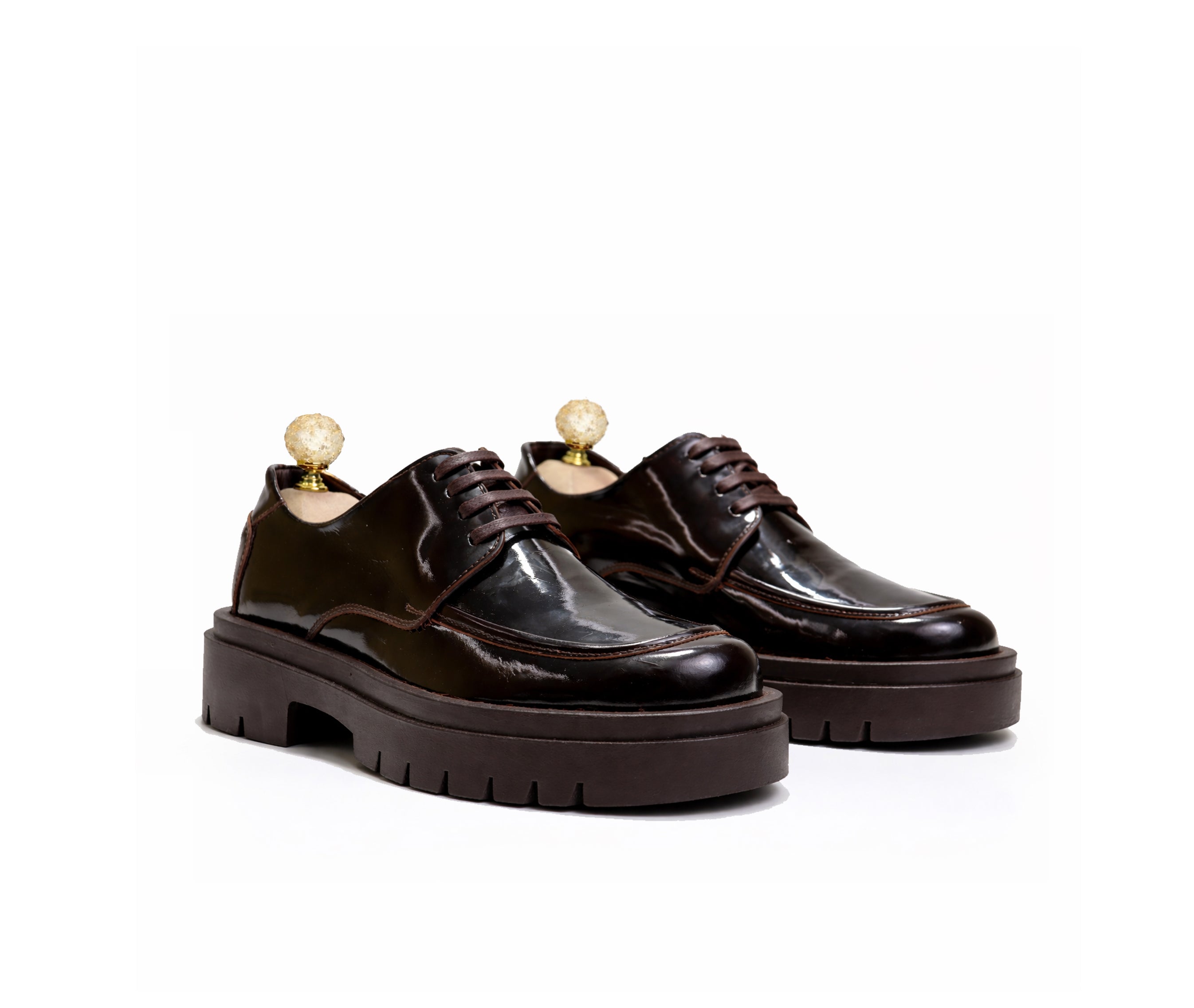 Saad Patent Chunky Derby in glossy patent leather — additional product view by SAAD Shoemaker