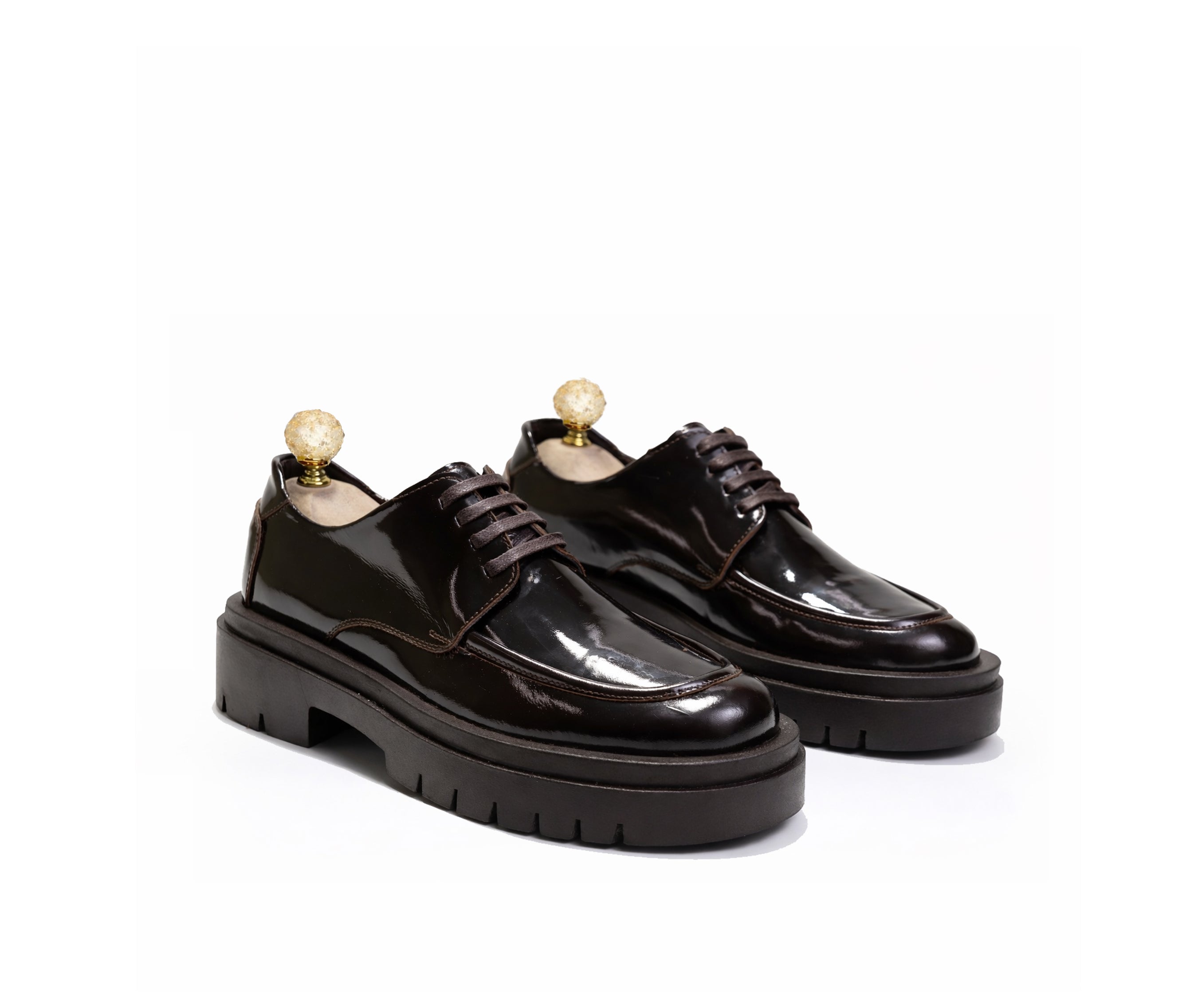 Saad Patent Chunky Derby in glossy patent leather — additional product view by SAAD Shoemaker