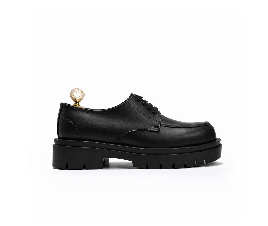 Saad Titan Chunky statement Derby in black leather by SAAD Shoemaker