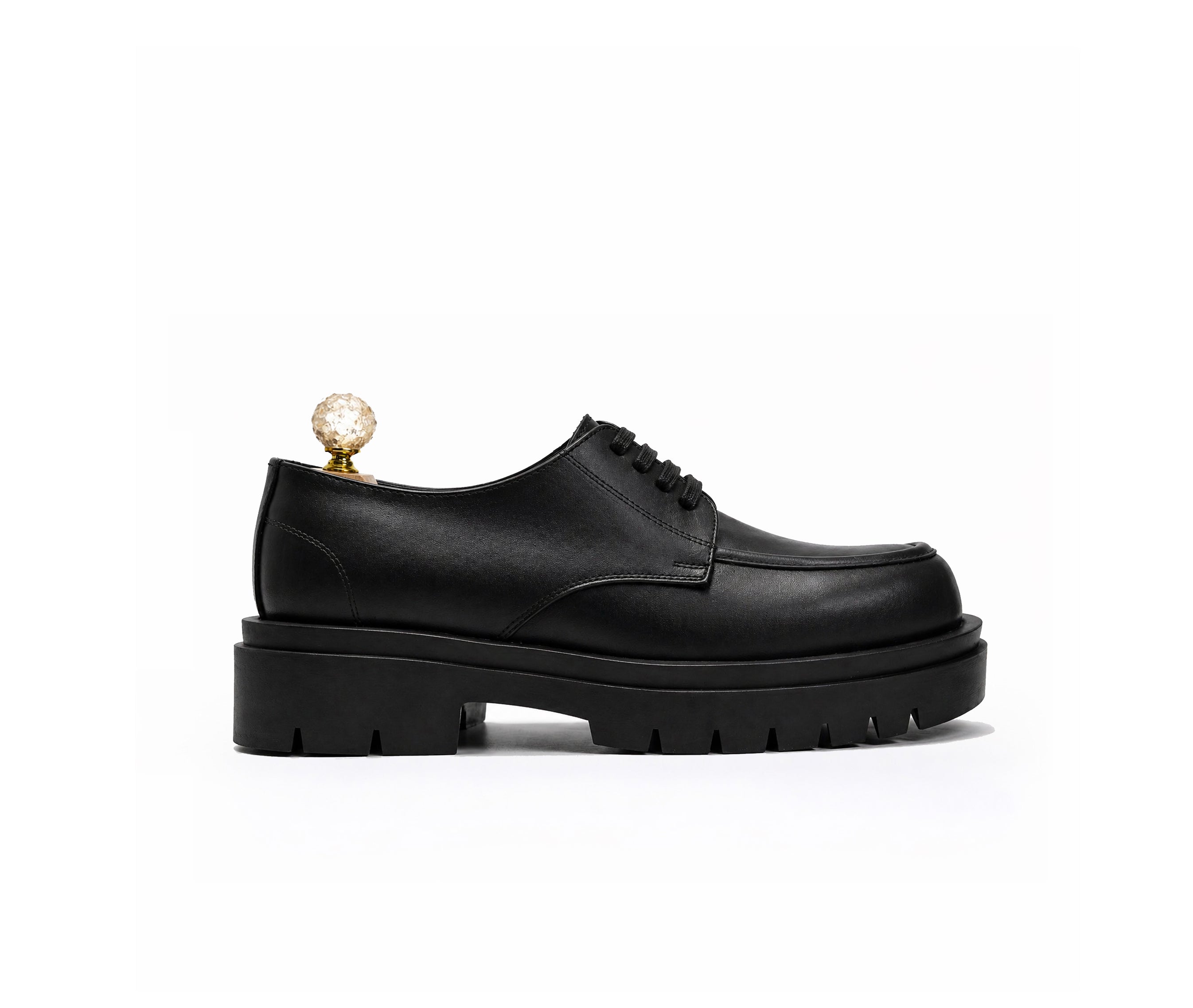 Saad Titan Chunky statement Derby in black leather by SAAD Shoemaker