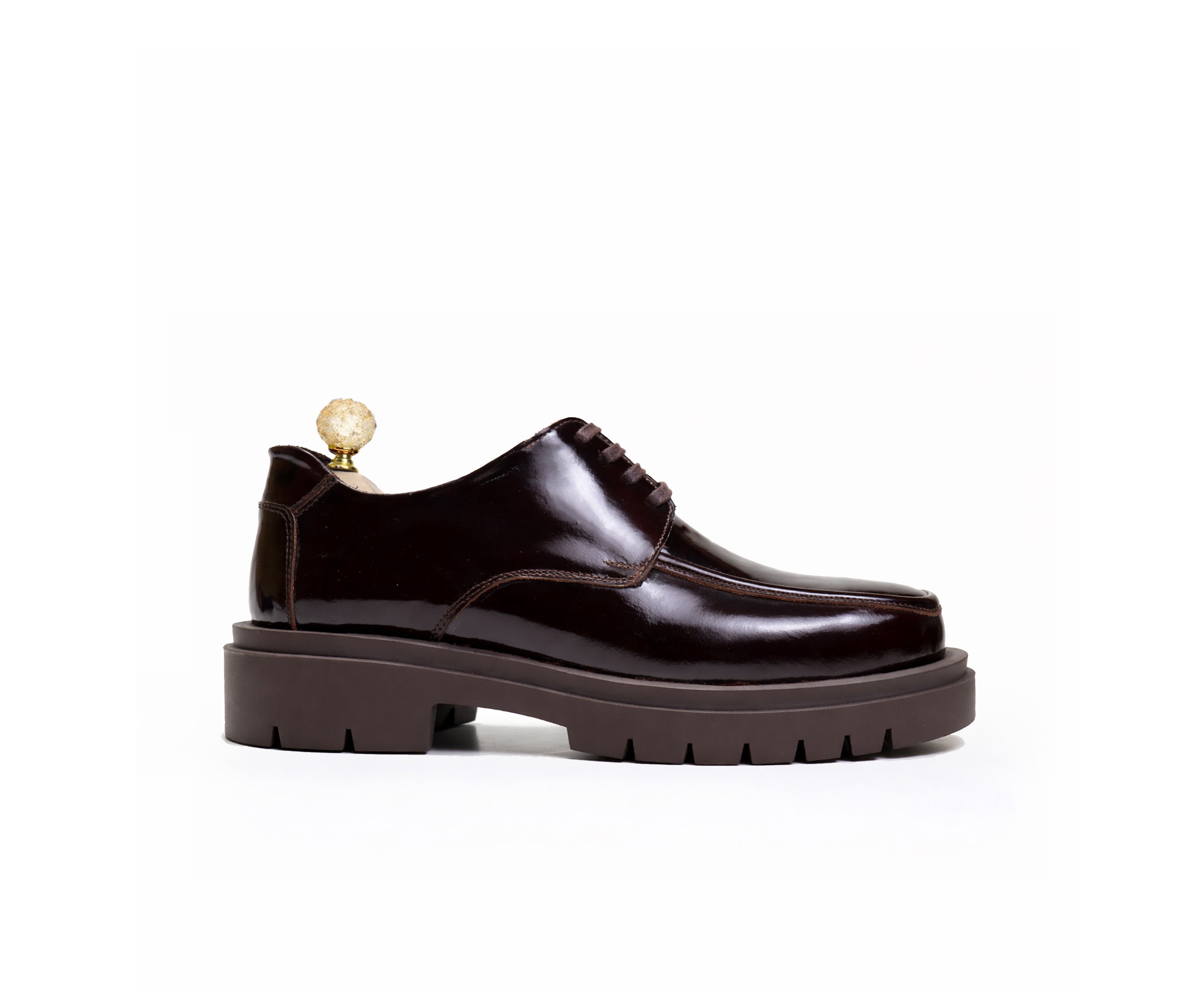 Saad Prime Chunky premium Derby in burgundy and brown leather by SAAD Shoemaker